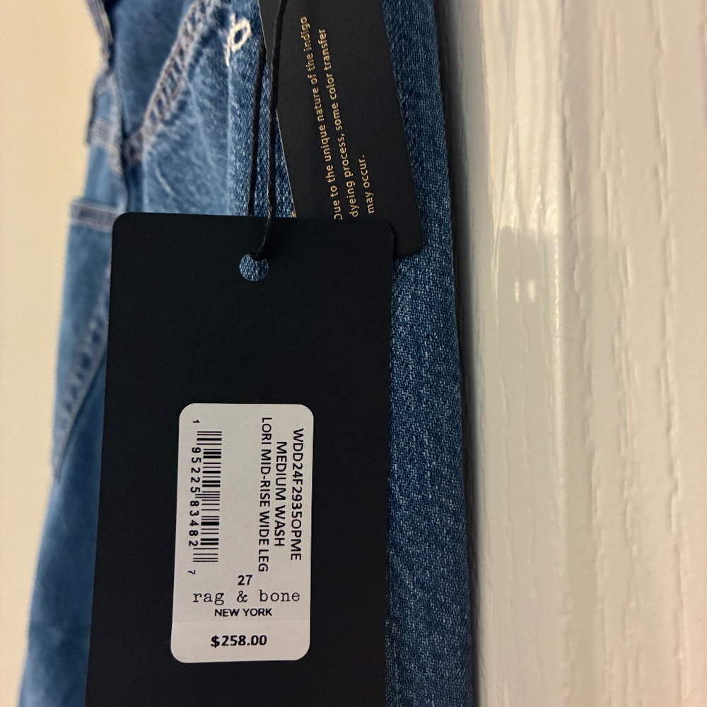 ***NWT*** Rag & Bone, Lori mid-rise, wide leg, waist. Size 27, inseam 29” - Picture 3 of 7